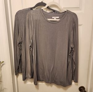 Chico's Touch Of Cool Five Tops 2 Silvery Gray 1 Black 1 Pink 1 Off White